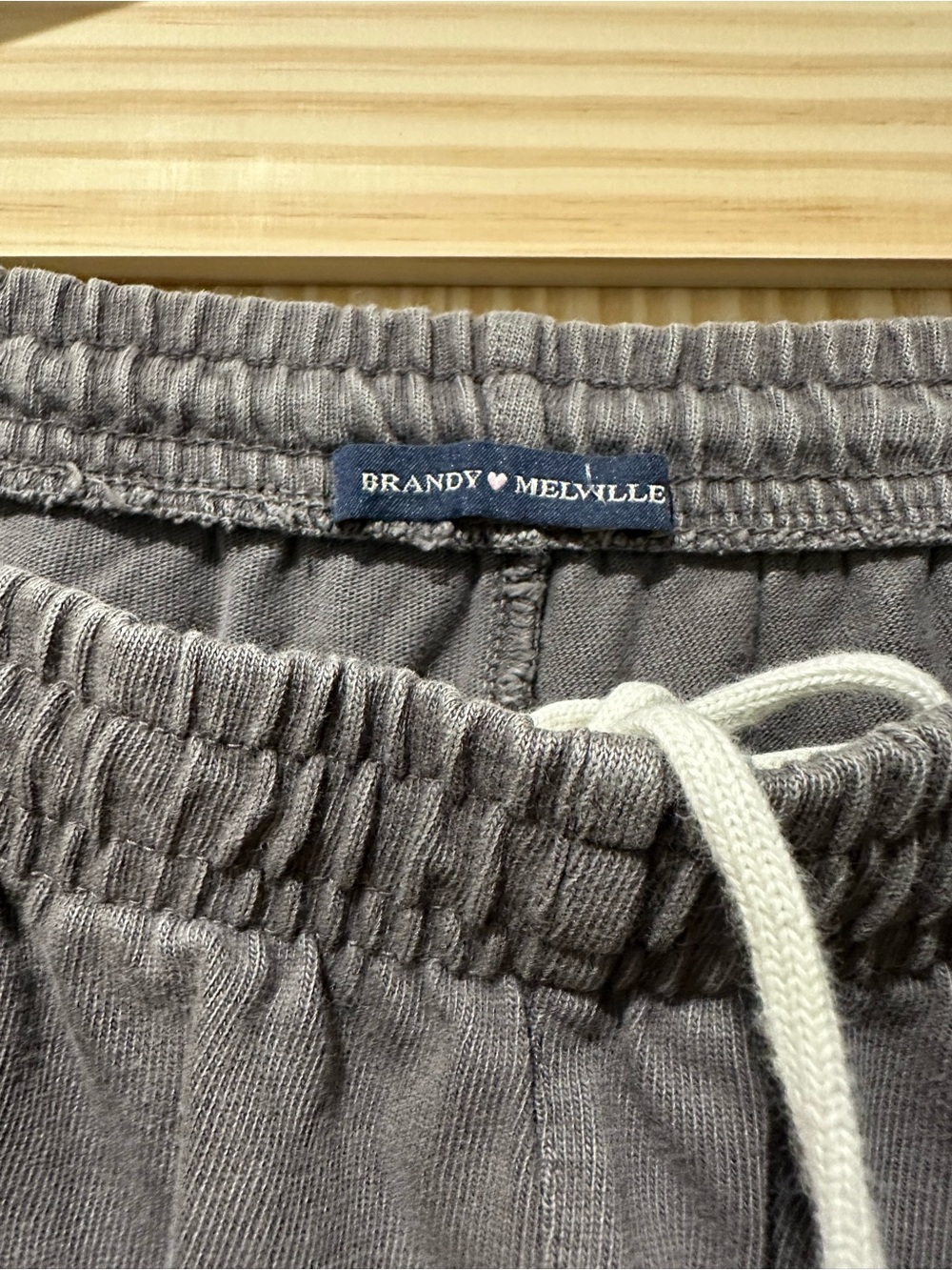 Brandy Melville Gray Elastic Waist Joggers with White Drawstring